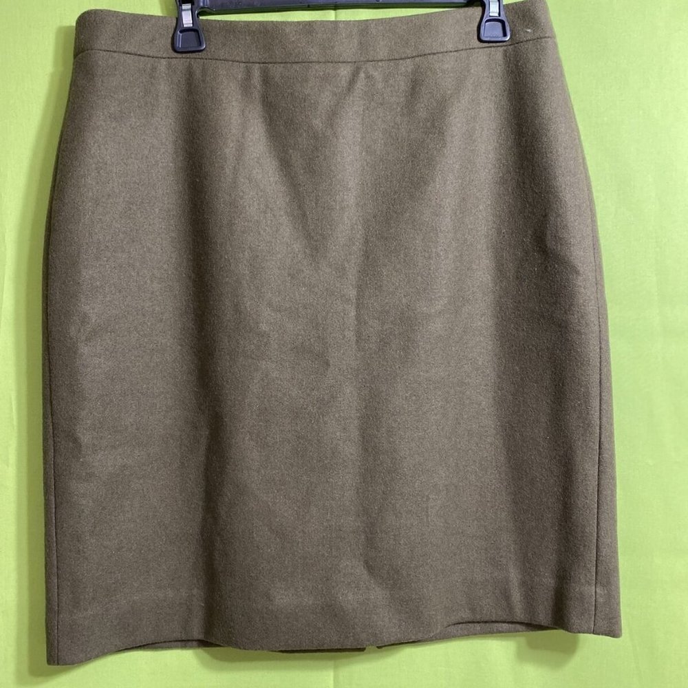 J.Crew Women's Wool Blend Dark Green Straight‎ Lined Pencil Career Skirt Sz 12